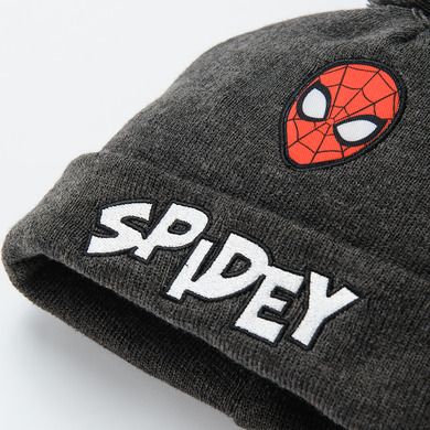 Cool Club, Czapka chłopięca z pomponem, ciemnoszara, Spider-Man