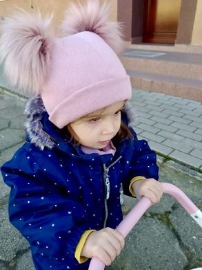 Czapka dziewczęca z pomponami, różowa, Iltom