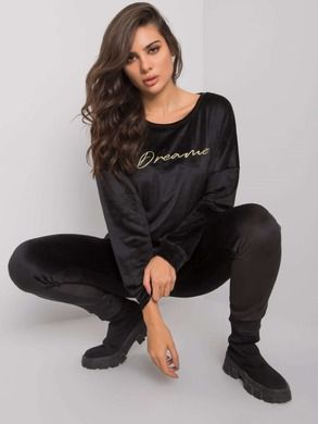 Dres damski, welurowy, czarny, Rue Paris