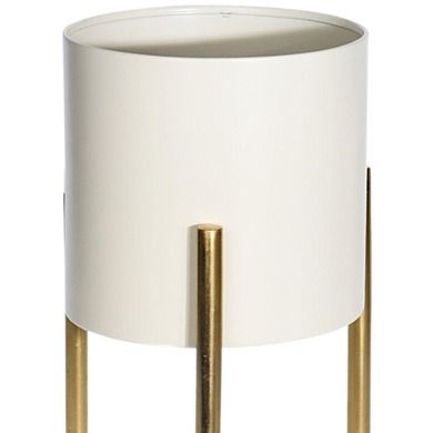 Home Styling Collection, doniczka na stojaku, biała na złotych nóżkach, 35-20 cm