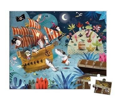 Janod, Wyprawa po skarb, puzzle w walizce, 36 elementów