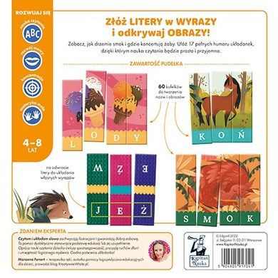 Kapitan Nauka. Czytam i układam słowa. Układanka literowa. Zestaw sowa