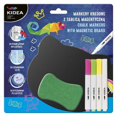 Kidea, markery kredowe, zestaw z tablicą magnetyczną