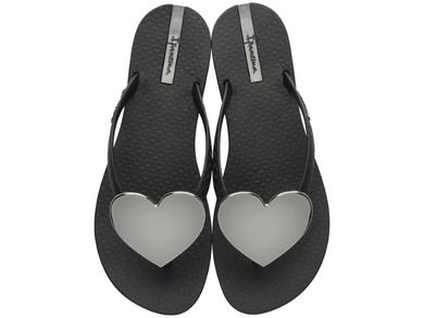 Klapki japonki damskie, czarne, serca, Maxi Fashion II, Ipanema