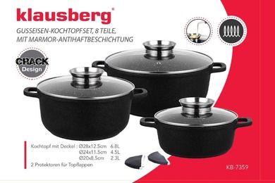 Klausberg, zestaw garnków granitowych, 8 elementów, KB-7359