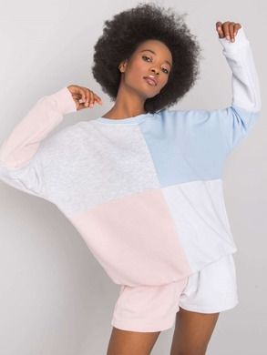 Komplet damski, Bluza, Szorty, różowy, Rue Paris