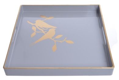 Kwadratowa taca szaro-złota, 35.5-35.5-4 cm