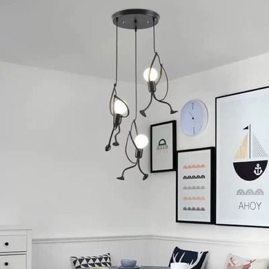 Loft, lampa sufitowa LED typ. II, ludziki, humanoid, czarna