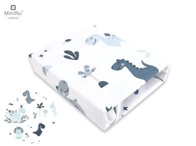 MimiNu, Dino, prześcieradło z gumką do gondoli/kosza Mojżesza, 35-80 cm