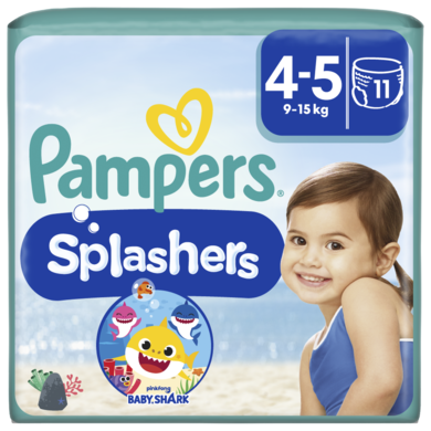 Pampers, Splashers, pieluchy jednorazowe do pływania, rozmiar 4-5, 9-15 kg, 11 szt.