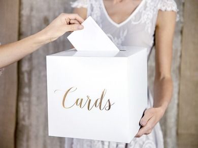 PartyDeco, pudełko na koperty, Cards, złoty, 24-24-24 cm