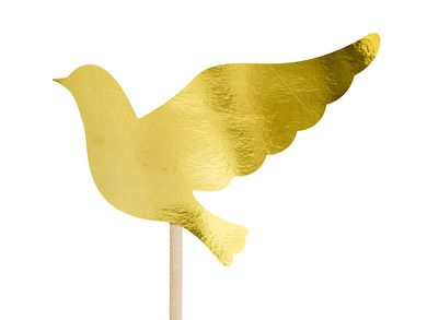 PartyDeco, Złota Pierwsza Komunia Święta, toppery, dekoracja na tort komunijny, złote, 31,5 cm, 6 szt.