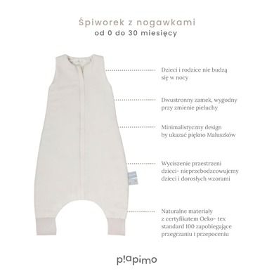 Piapimo, śpiworek z nogawkami, 1.0 TOG, piaskowy