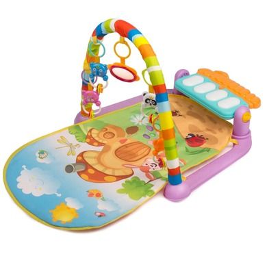 Ricokids, edukacyjna mata interaktywna XXL, z pianinkiem i zabawkami, fioletowa
