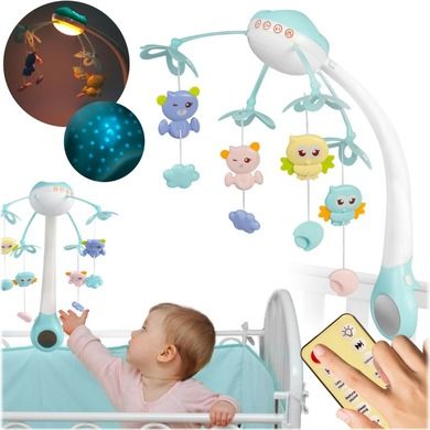 Ricokids, karuzela do łóżeczka, z projektorem na pilota, niebieska