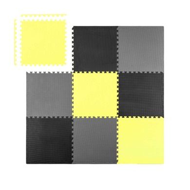 Ricokids, mata piankowa, puzzle, żółto-czarno-szara, 180-180 cm