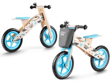 Ricokids, rowerek biegowy dla dzieci, drewniany, niebieski