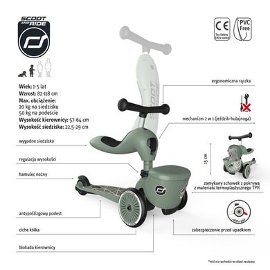 Scoot & Ride, Highwaykick 1, Lifestyle, jeździk i hulajnoga 2w1, Green Lines