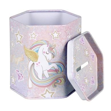 Starpak, skarbonka metalowa, sześciokątna, unicorn