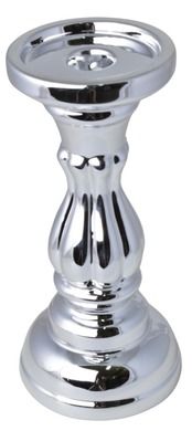 Świecznik ceramiczny, srebrny, niski, 11.5-11.5-25 cm