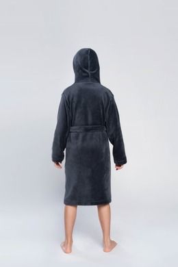 Szlafrok chłopięcy z kapturem, grafitowy, Mimas, Italian Fashion