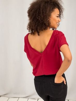 T-shirt damski, bordowy, Basic Feel Good