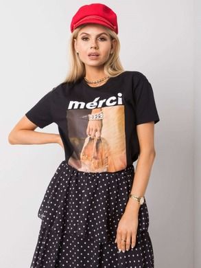 T-shirt damski, czarny, H&B