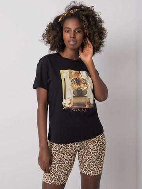 T-shirt damski, czarny, Pepper & Mint