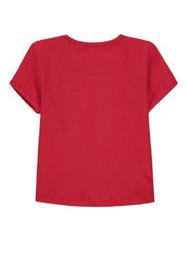 T-shirt dziewczęcy, czerwony, Bellybutton