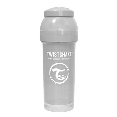 Twistshake, butelka antykolkowa, 260 ml, pastelowa szara