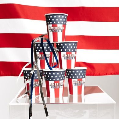 USA, kubeczki papierowe, urodzinowe, imprezowe, 210 ml, 10 szt.