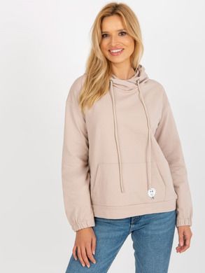 Bluza damska z kapturem, beżowa, Relevance