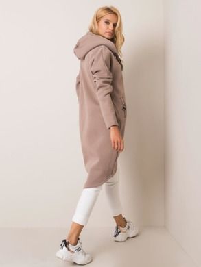 Bluza damska z kapturem, rozpinana, beżowa, Rue Paris