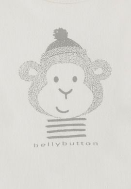 Bluzka niemowlęca z długim rękawem, bawełna organiczna, ecru, małpka, Bellybutton