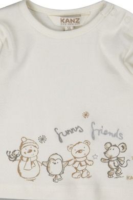 Bluzka niemowlęca z długim rękawem, biała, Funny friends, Kanz