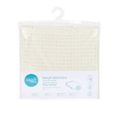 Ceba Baby, Waffle Line, kocyk dziecięcy, Creamy, 90-90 cm