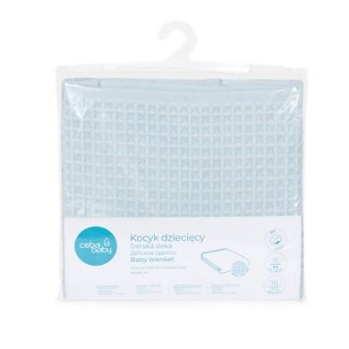 Ceba Baby, Waffle Line, kocyk dziecięcy, Mist Blue, 90-90 cm