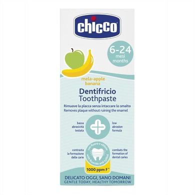 Chicco, pasta do zębów o smaku jabłkowo-bananowym, z fluorem, 50 ml, 6m+