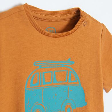 Cool Club, Komplet chłopięcy, T-shirt, Szorty, brązowo-niebieski