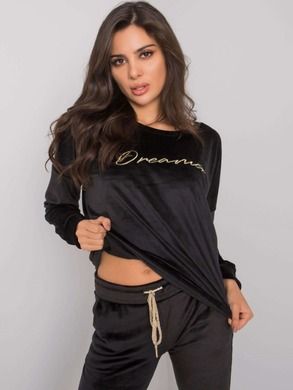 Dres damski, welurowy, czarny, Rue Paris