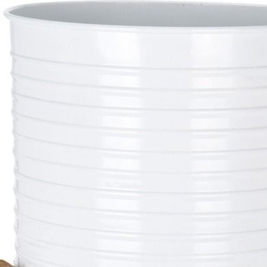 Home Styling Collection, doniczka na drewnianym stojaku, metalowa, 2 szt., biała
