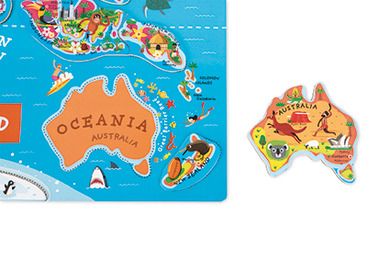 Janod, Mapa świata, puzzle magnetyczne, 92 elementy
