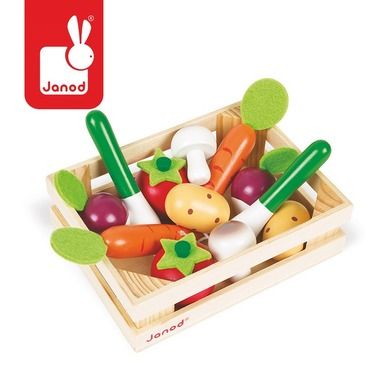 Janod, Warzywa drewniane w skrzyneczce, 12 szt.