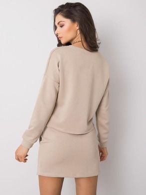 Komplet damski, Bluza, Spódnica, beżowy, Rue Paris