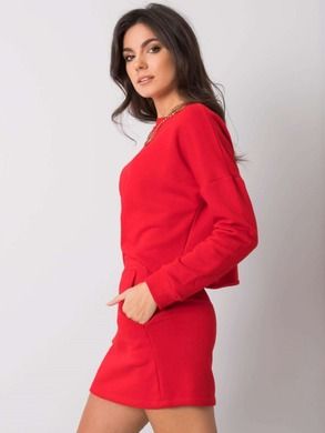 Komplet damski, Bluza, Spódnica, czerwony, Rue Paris