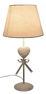 Lampa metalowa, serce, biała