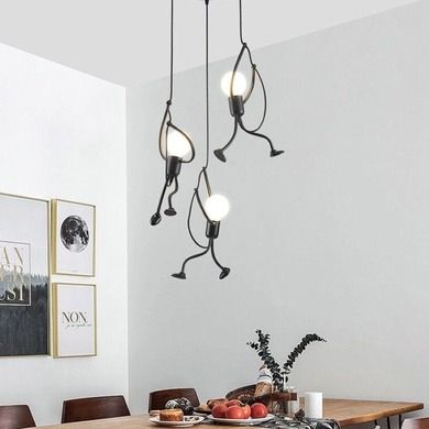 Loft, lampa sufitowa LED typ. II, ludziki, humanoid, czarna