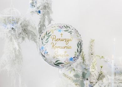 PartyDeco, balon foliowy, Pierwsza Komunia Święta, 45 cm, 1 szt