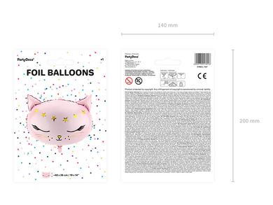PartyDeco, Meow Party, balon foliowy, kotek, 48-36 cm