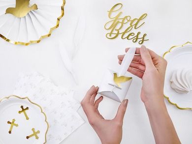 PartyDeco, ozdobne pudełeczka, skrzydła, białe, 10 szt.